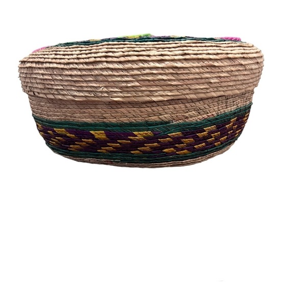 Artisanal Handwoven Tortillero / Bread Basket - Multi Color - Butterfly/Flower - Picture 3 of 7